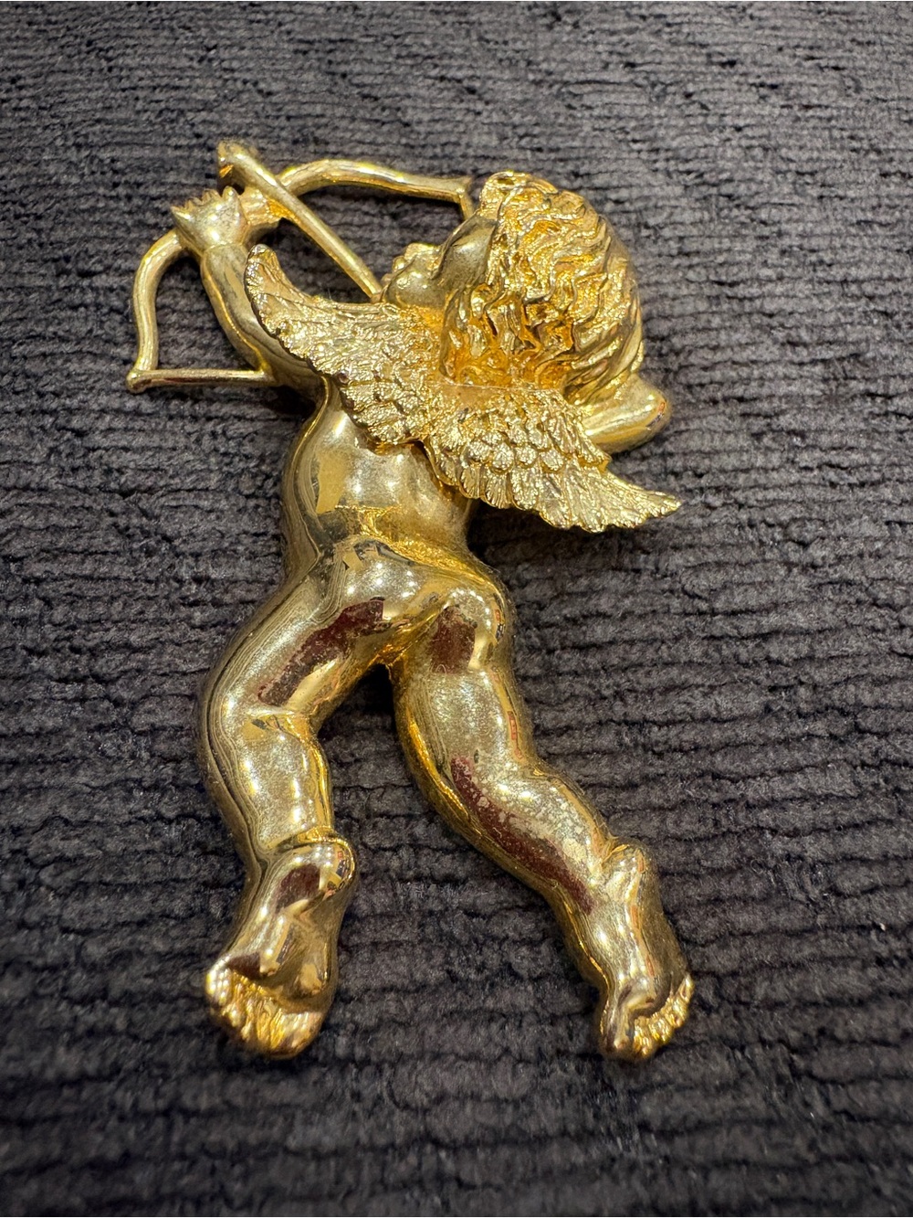 Vintage Gold Cherub Cupid Brooch & earring set